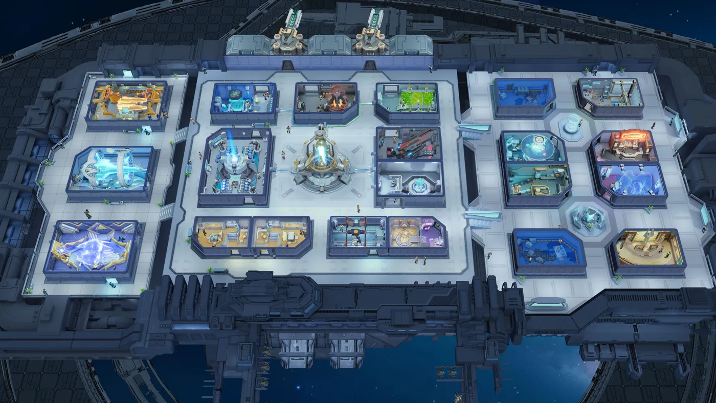 A cutaway view of the rooms inside a home ship in Foundation Galactic Frontier