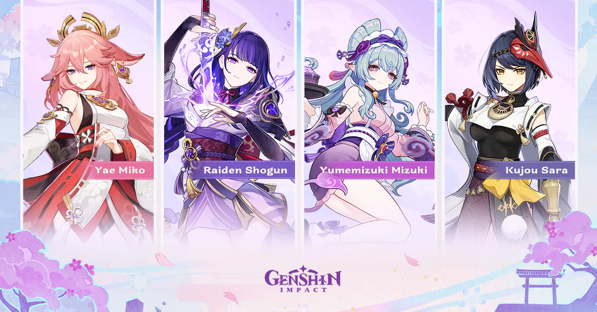 Genshin Impact characters in official artwork