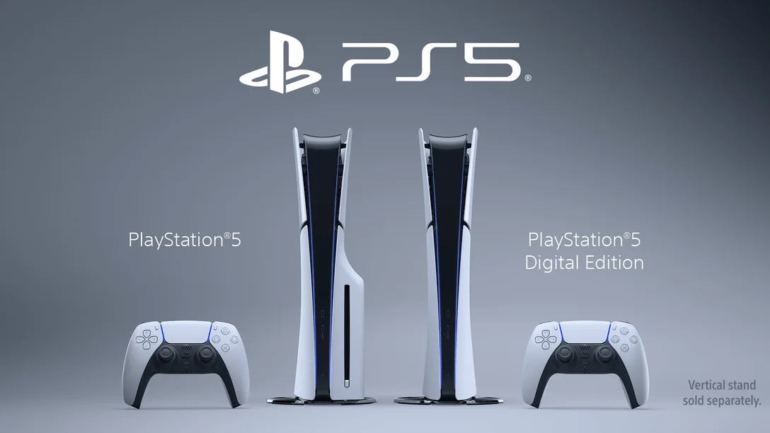 PS5 consoles shown with and without an Ultra HD Blu-ray disc drive